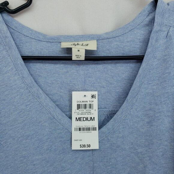 Style & Co Dolman Top Daybreak Blue Medium (AT) - Picture 2 of 6